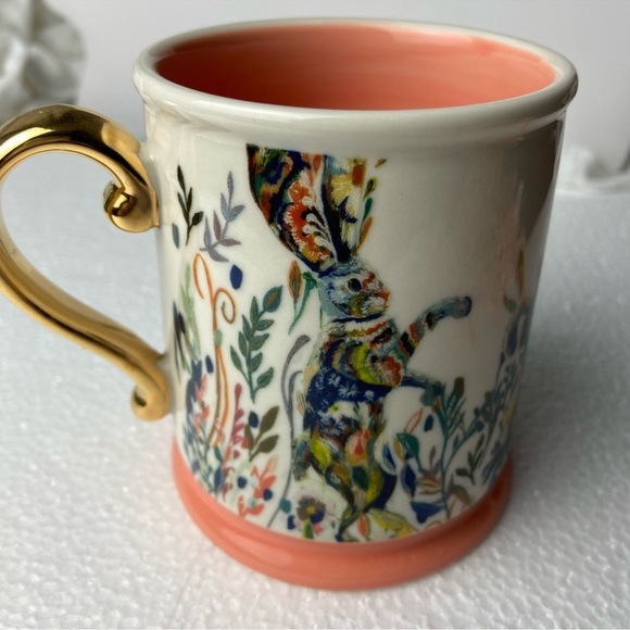 Gold handled Dancing Hares Artist Signed Coffee Mug - Picture 14 of 16
